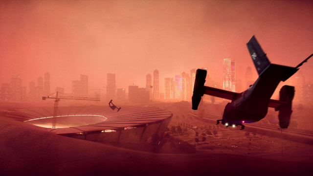 City plane parachute afrofuturism matteart free wallpaper for desktop - medium preview image