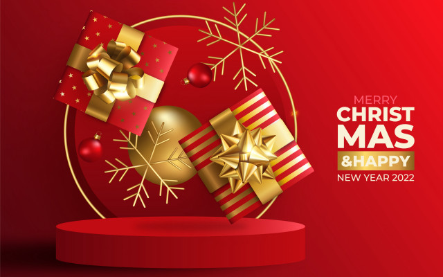 Merry christmas gift red background free wallpaper for desktop - medium preview image