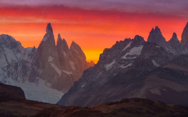 Mountain range red sky clouds free wallpaper for desktop - medium preview image