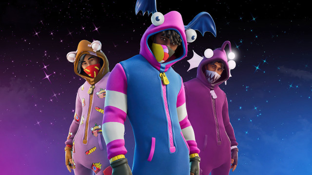 Three people costumes starry background free wallpaper for desktop - medium preview image