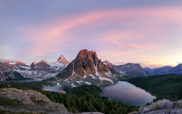 Mountain lake pink sky clouds #4 free wallpaper for desktop - medium preview image