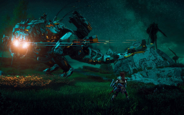 Robot flashlight giant creature night free wallpaper for desktop - medium preview image