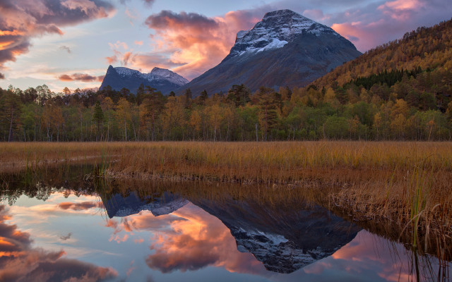 Mountain lake forest clouds dusk #2 free wallpaper for desktop - medium preview image