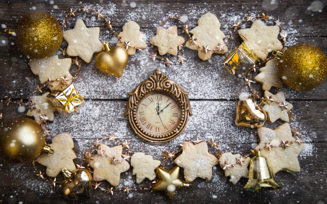 Christmas clock bells snow aurora free wallpaper for desktop - medium preview image