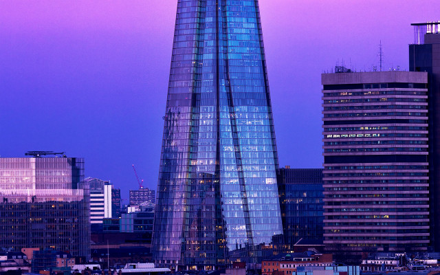 City skyline tower dusk architecture free wallpaper for desktop - medium preview image