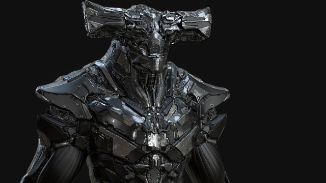 Afrofuturism robot armor greyscale helmet free wallpaper for desktop - medium preview image