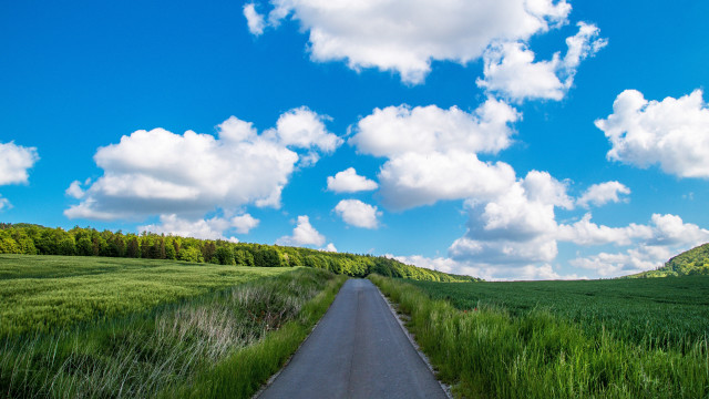 Road field clouds grass sky free wallpaper for desktop - medium preview image
