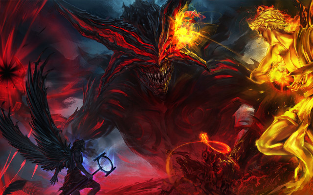 Demonic demon attack flames wings free wallpaper for desktop - medium preview image
