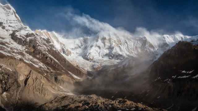 Snowy mountain range river cloudy free wallpaper for desktop - medium preview image