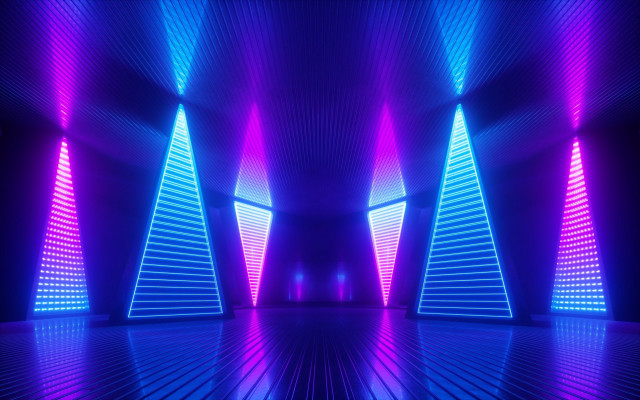 Neon cityscape tunnel lights synthwave free wallpaper for desktop - medium preview image
