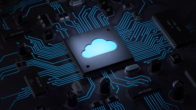 Cloud computer board blue lights free wallpaper for desktop - medium preview image