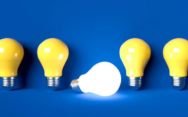 Yellow light bulbs blue background free wallpaper for desktop - medium preview image