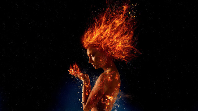 Red haired woman water fire free wallpaper for desktop - medium preview image