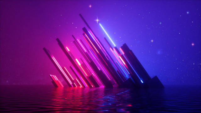 Floating poles purple stars 3d free wallpaper for desktop - medium preview image