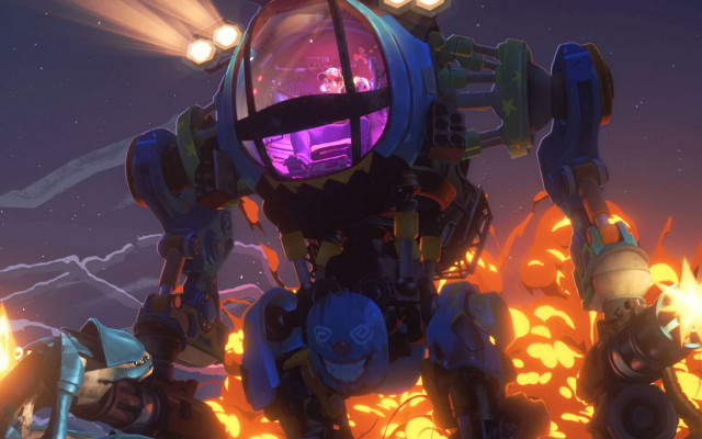 Glowing robot firefield smoke mecha free wallpaper for desktop - medium preview image