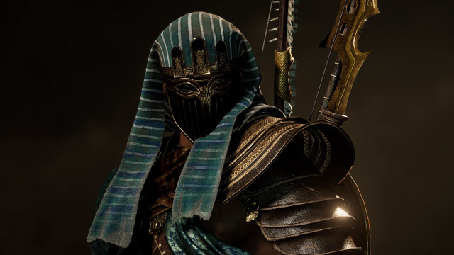 Egyptian warrior statue glowing eye free wallpaper for desktop - medium preview image