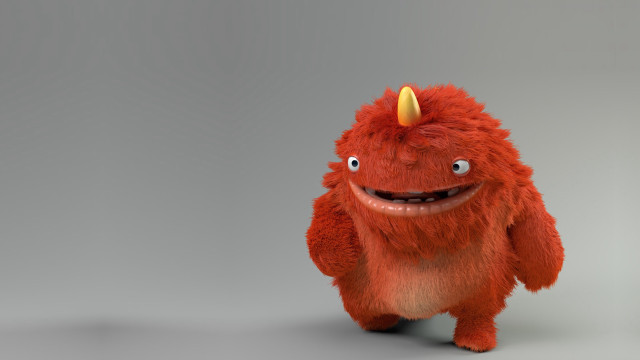 Red stuffed dog yellow horn free wallpaper for desktop - medium preview image