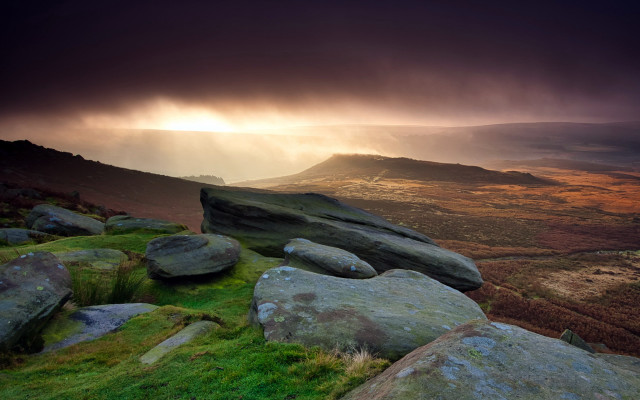 Rocky hillside mountain sky ocean free wallpaper for desktop - medium preview image