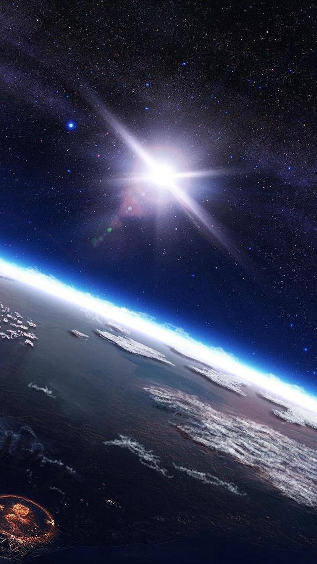 Bright star shining above earth free wallpaper for mobile - medium preview image