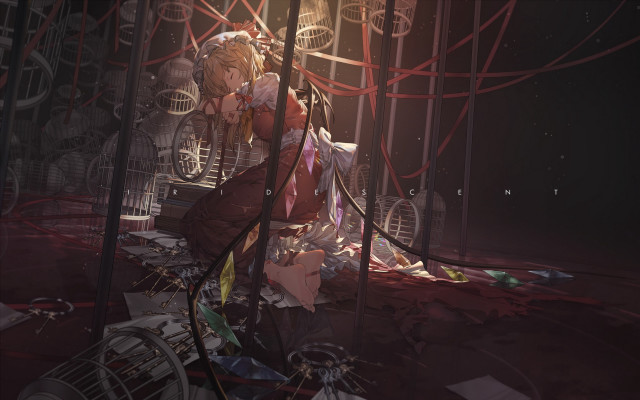 Red dress woman room wires free wallpaper for desktop - medium preview image