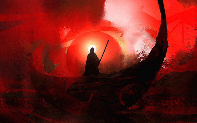 Man dark forest red light free wallpaper for desktop - medium preview image