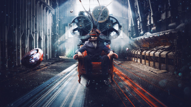 Industrial urban futurism cyberpunk skyline free wallpaper for desktop - medium preview image