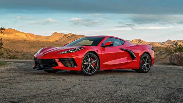 Red sports car mountains clouds #3 free wallpaper for desktop - medium preview image