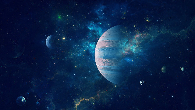 Space planet stars blue sky free wallpaper for desktop - medium preview image