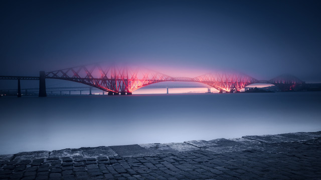 Bridge water redlight reflection sunset free wallpaper for desktop - medium preview image
