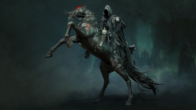 Horse rider fog darkroom gothic free wallpaper for desktop - medium preview image