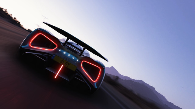 Car surfboard driving futurism cloud free wallpaper for desktop - medium preview image