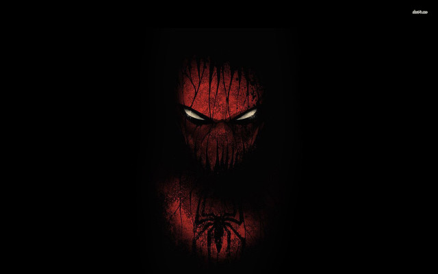Red spiderman face white eyes free wallpaper for desktop - medium preview image