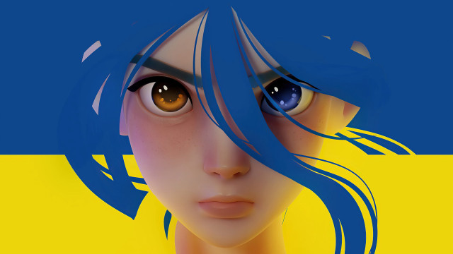 Blue hair brown eyes gradient free wallpaper for desktop - medium preview image