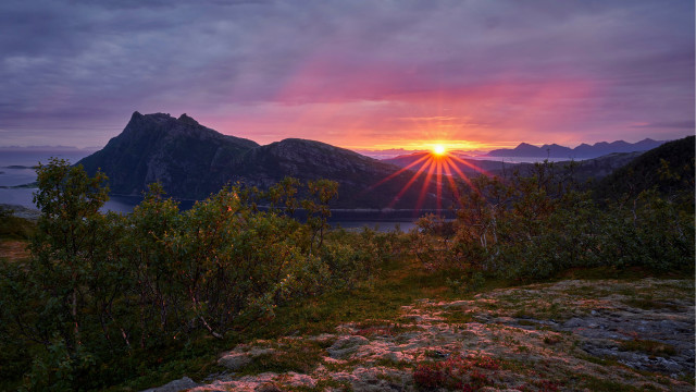 Sunset mountain lake cityscape clouds #4 free wallpaper for desktop - medium preview image