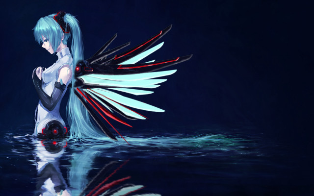 Bluehair wings water zebra cyberpunk free wallpaper for desktop - medium preview image