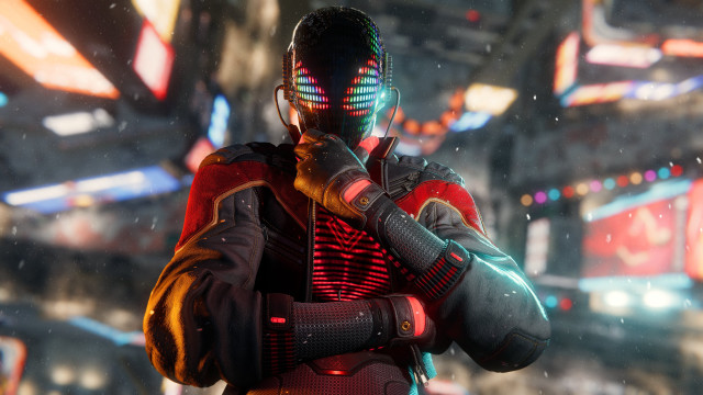 Futuristic man neon city cyberpunk free wallpaper for desktop - medium preview image