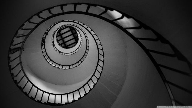 Spiral staircase blackwhite opart gears free wallpaper for desktop - medium preview image