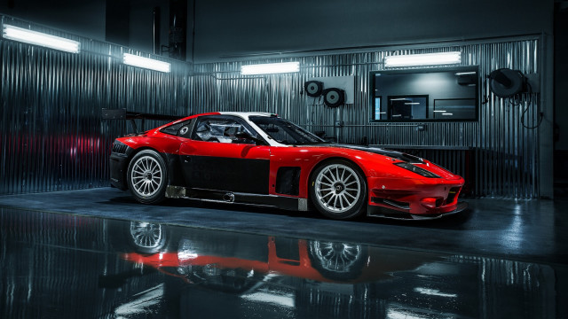 Red sports car garage mirror free wallpaper for desktop - medium preview image