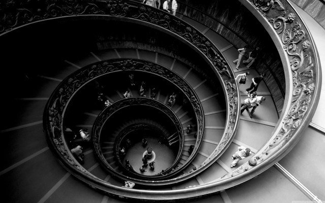Spiral staircase people walking black free wallpaper for desktop - medium preview image
