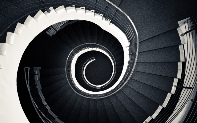 Spiral staircase black white railings free wallpaper for desktop - medium preview image