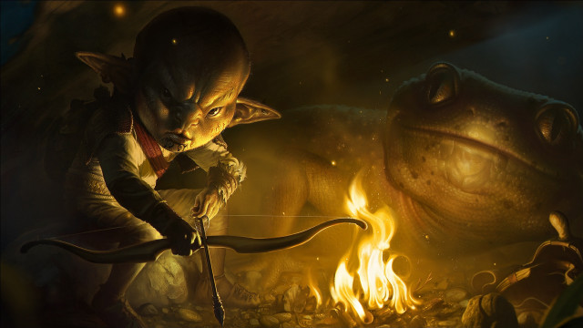 Fire demon archer campfire magic free wallpaper for desktop - medium preview image