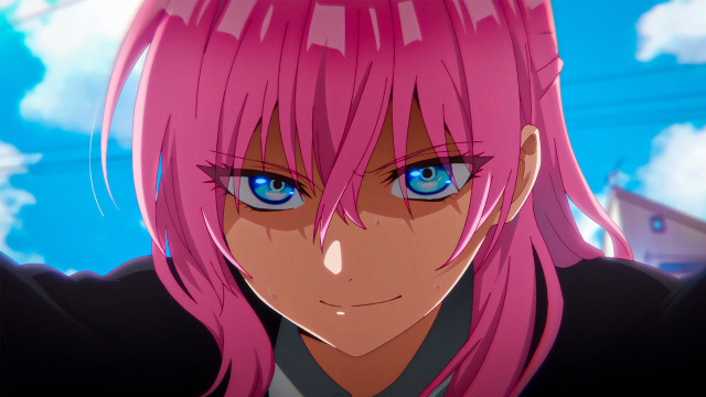 Pink hair blue eyes anime free wallpaper for desktop - medium preview image