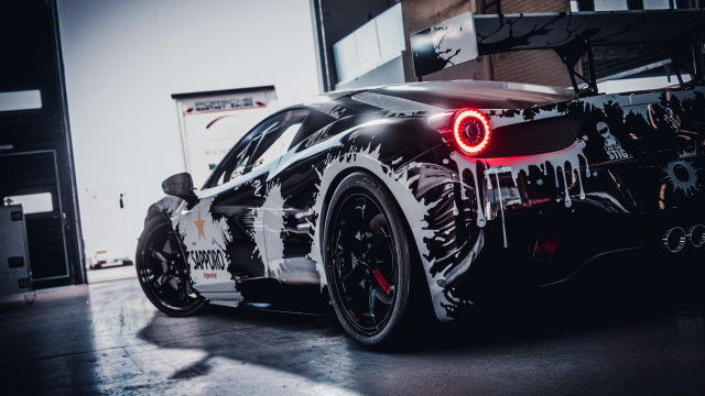 Car paint garage man photorealism free wallpaper for desktop - medium preview image