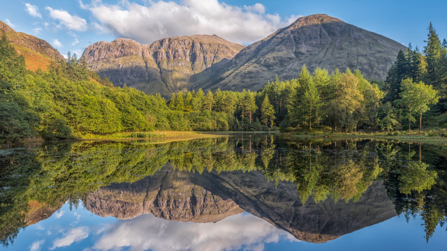 Mountain reflection lake trees background free wallpaper for desktop - medium preview image