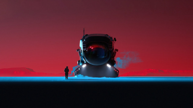 Desert man large vehicle red free wallpaper for desktop - medium preview image