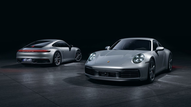 Silver porsches dark room panfuturism free wallpaper for desktop - medium preview image