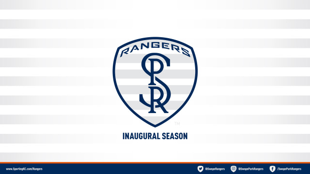 Rangers logo blue white striped free wallpaper for desktop - medium preview image