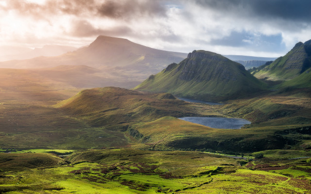 Mountain lake cloudy sky tilt free wallpaper for desktop - medium preview image