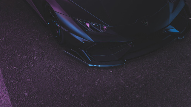 Futuristic car purple light synthwave free wallpaper for desktop - medium preview image
