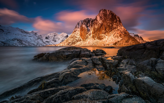 Mountain lake rocks clouds sunset #3 free wallpaper for desktop - medium preview image